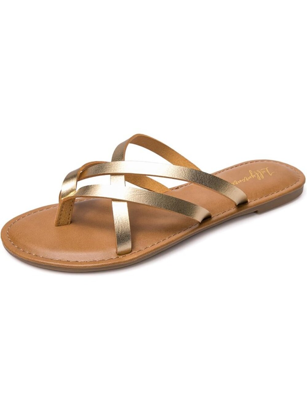 Women's Gold Summer Comfortable Casual Elastic Strap Open Toe Flats Sandals